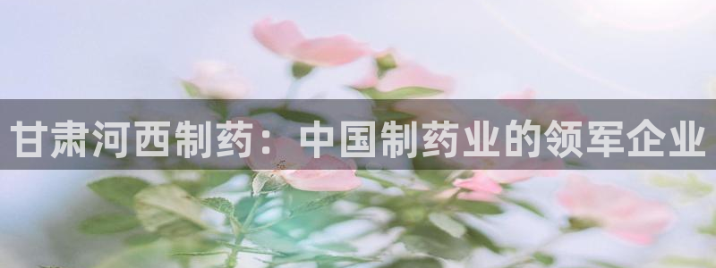 ag九游老哥俱乐部：甘肃河西制药：中国制药业的领军企业