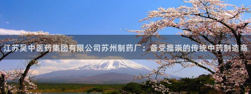 ag九游会老哥：江苏吴中医药集团有限公司苏州制药厂：备受推崇的传统中药制造商